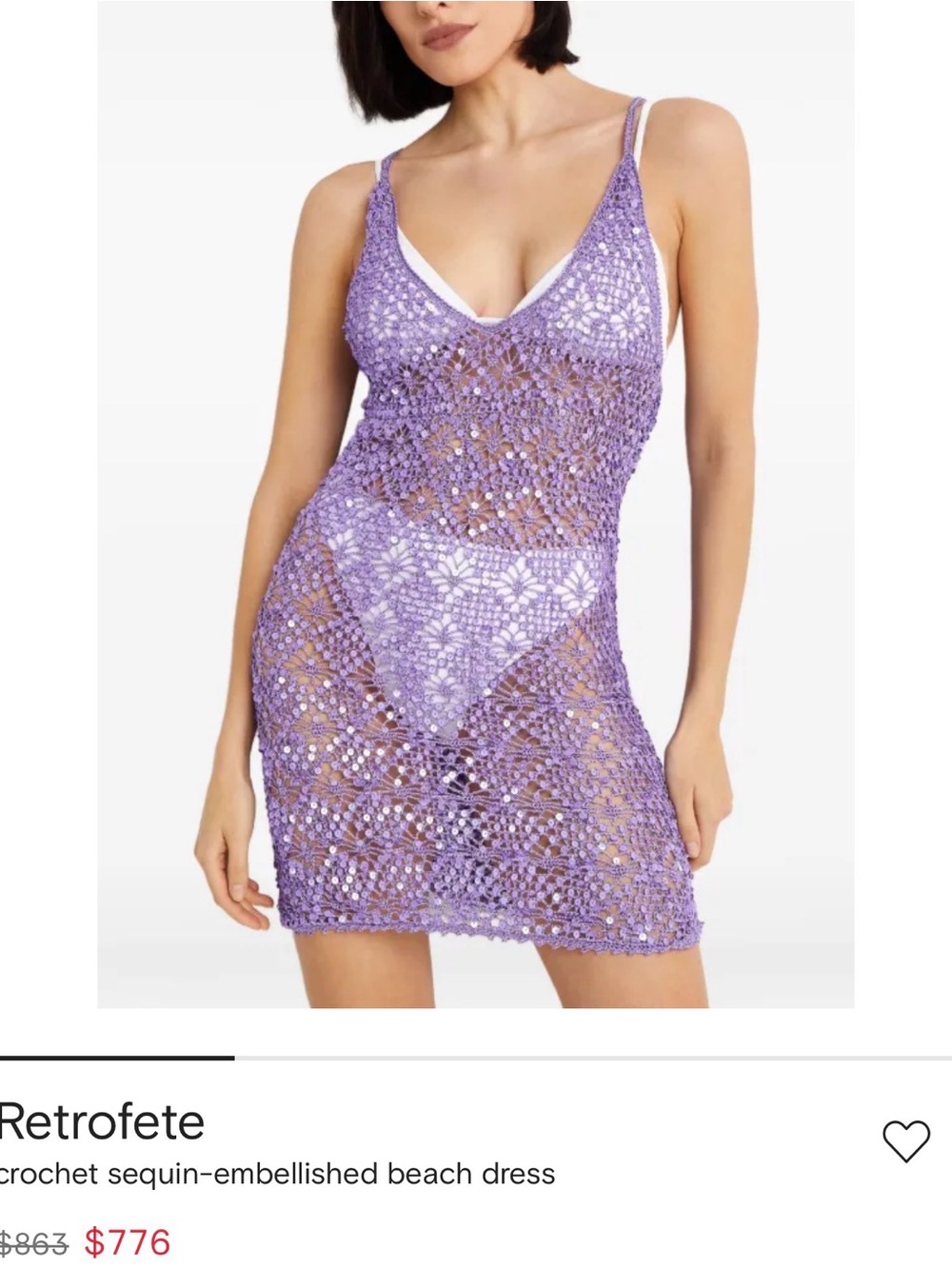 Retrofete Lilac Crochet Sequin Mini Dress